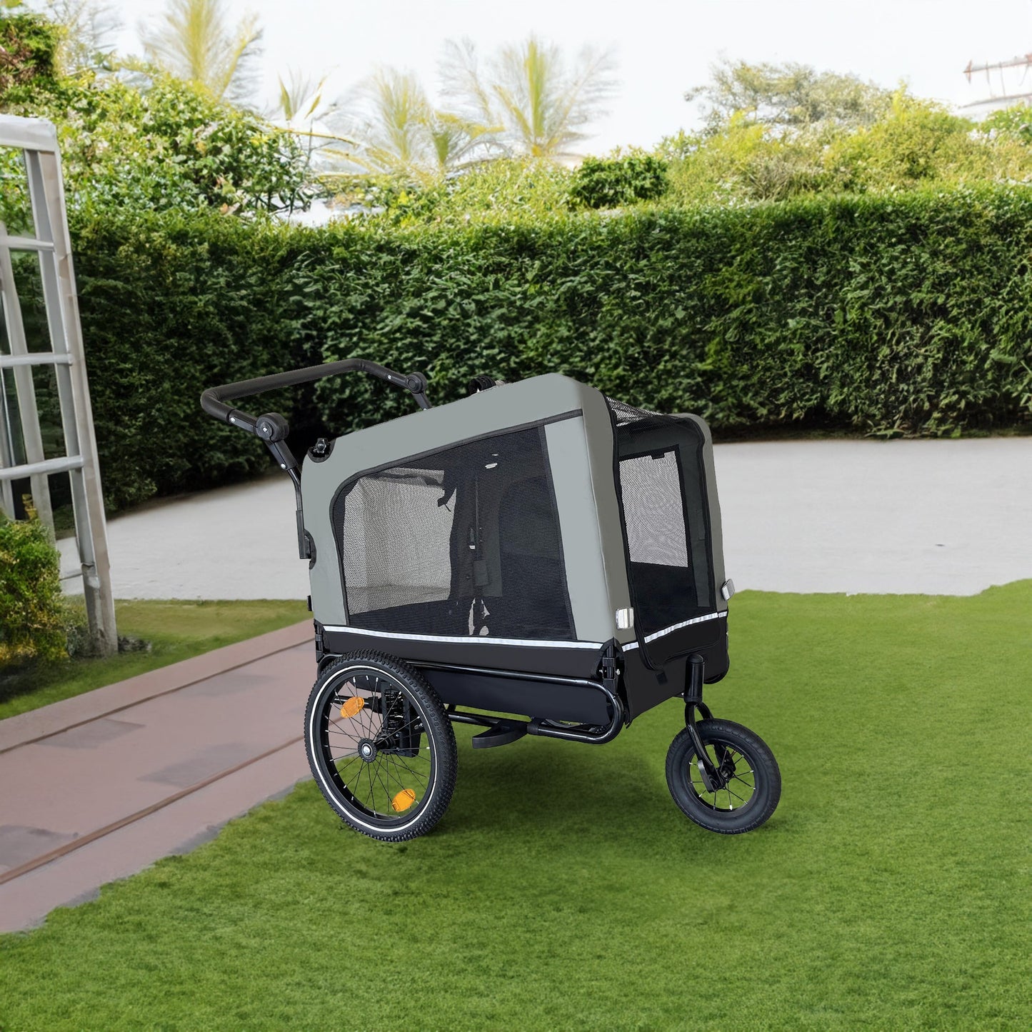 Outdoor Heavy Duty Foldable Utility Pet Stroller Dog Carriers Bicycle Trailer - Korvel