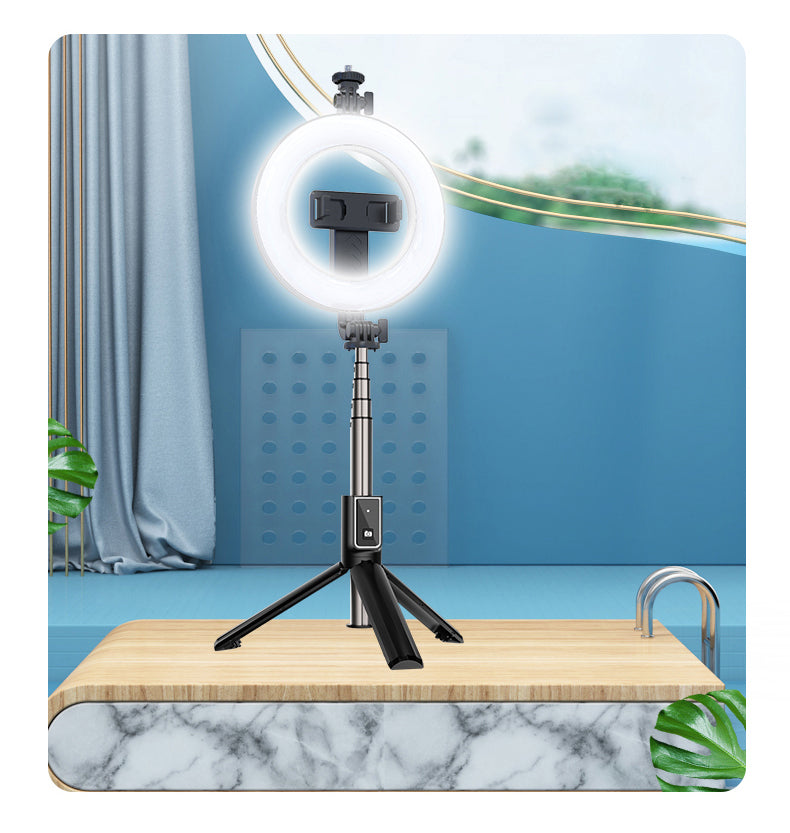 New P40D Portable Selfie Stick With 6 Inches Round Net Celebrity Beauty Fill Light Mobile Phone Live Support - Korvel