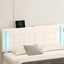 Queen Size Upholstered Bed with LED Lights Hydraulic Storage System and USB Charging Station White - Korvel