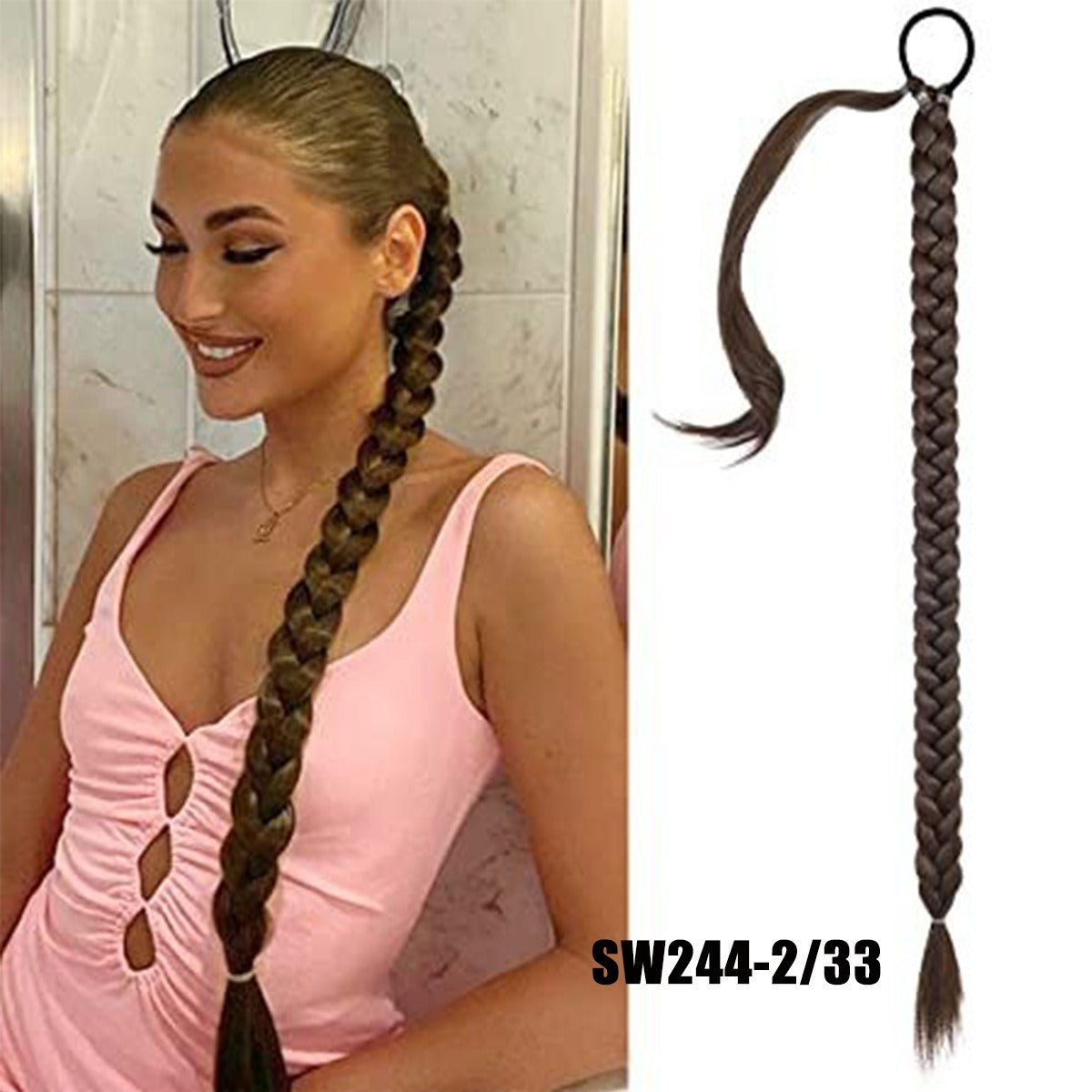 Fake Braid New Fashion Chemical Fiber Wig Female Long Braid Hair Extensions Hair Band Type Hair Extensions Braid Wig Ponytail - Korvel