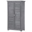 Wooden Garden Shed 3-tier Patio Storage Cabinet Outdoor Organizer Wooden Lockers with Fir Wood (Gray Wood Color -Shutter Design) - Korvel