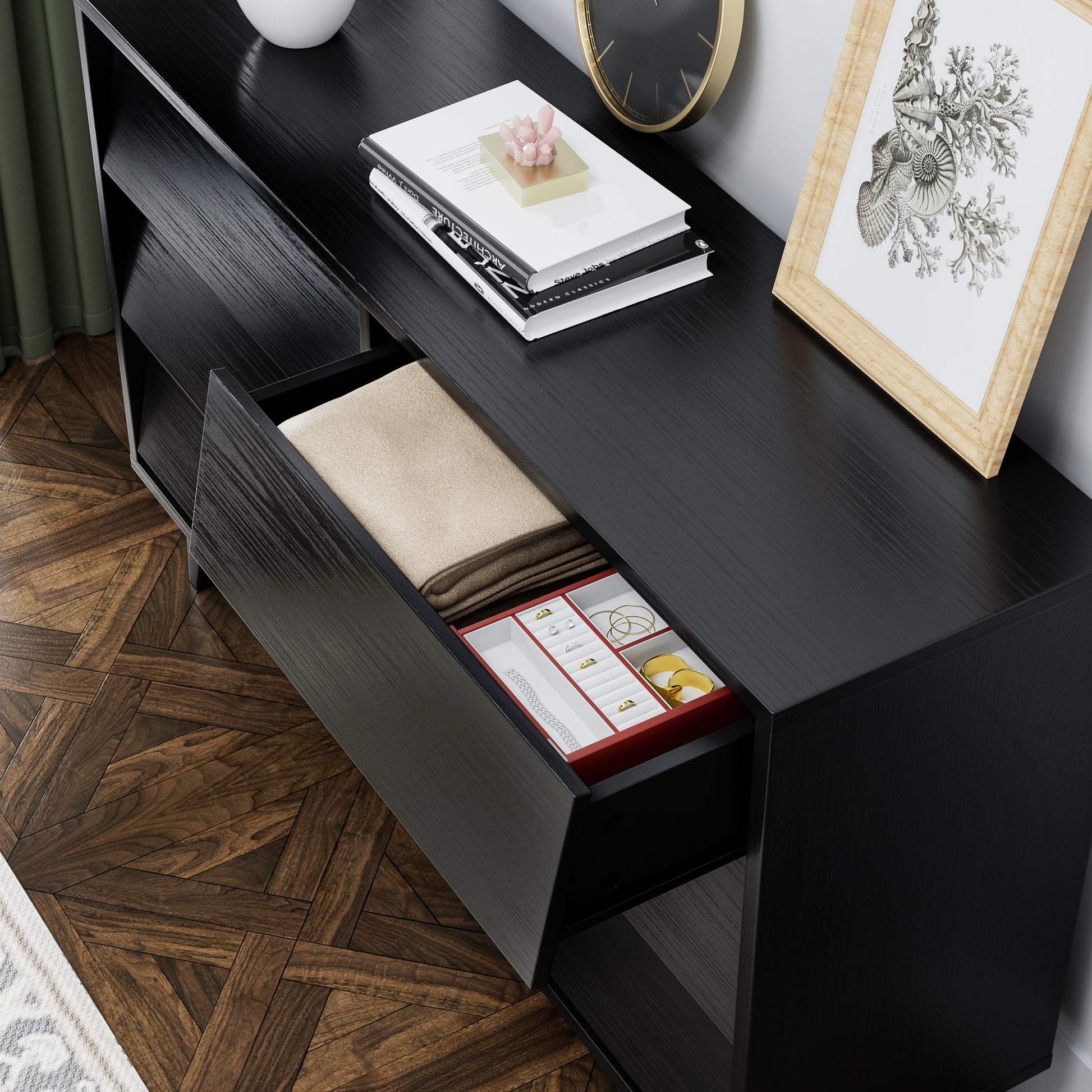 6 Drawer Double Dresser Features Vintage-style and Bevel Design - Korvel