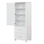 Tall bathroom storage cabinet with two drawers and adjustable shelves for independent storage - Korvel