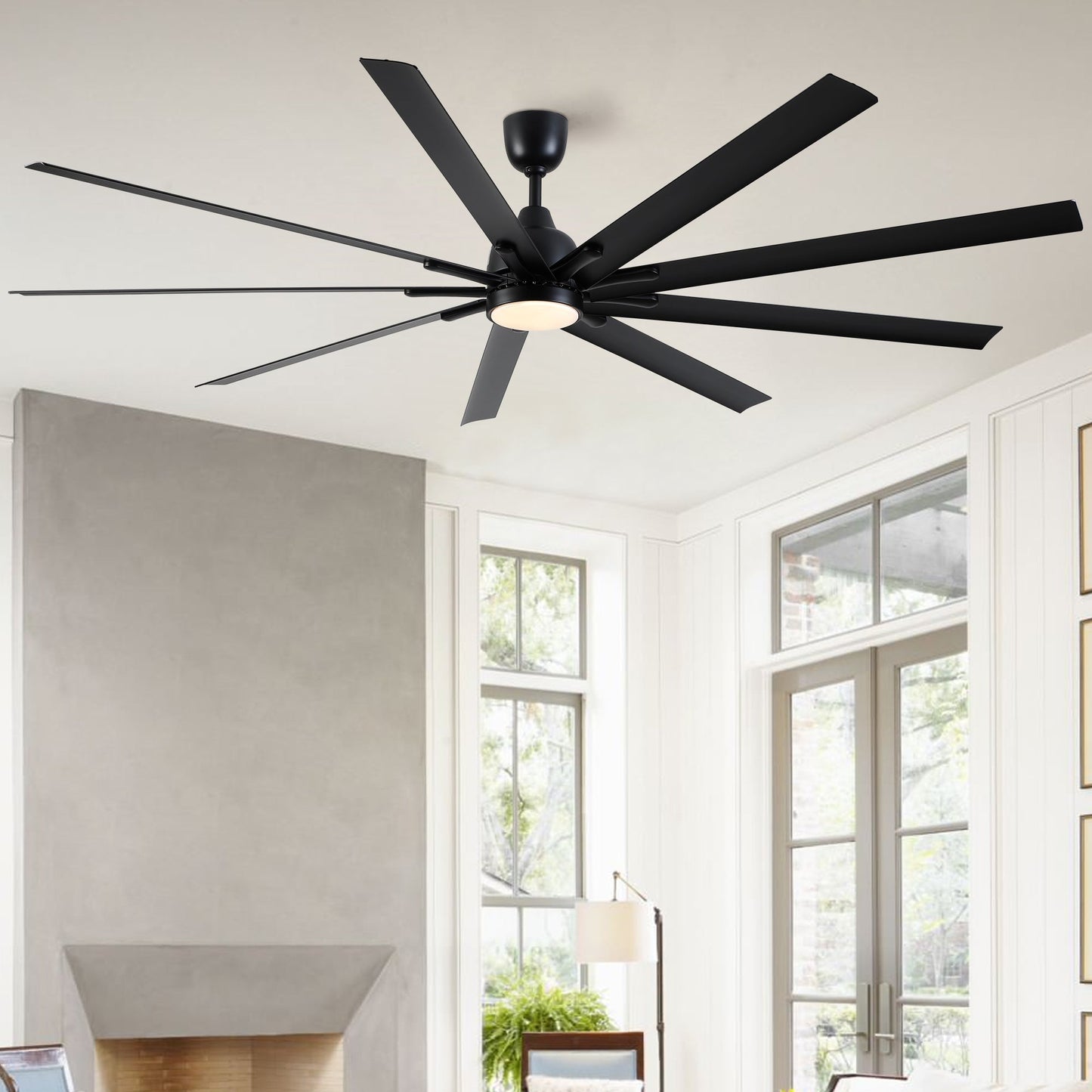 84-Inch Super Large Black Ceiling Fan with Remote Control