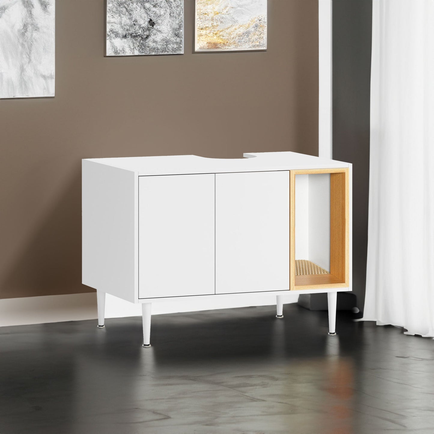 Armoire à Litière pour Chat Élégante avec Design Caché