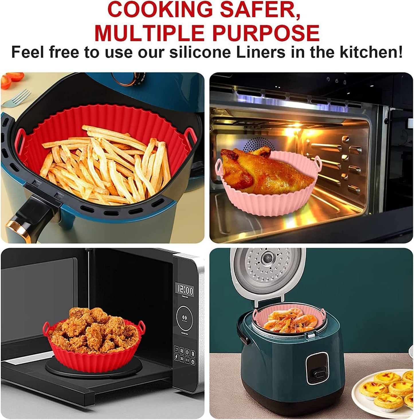 Tapis de cuisson en silicone pliable pour friteuse à air - Résistant à la chaleur et de qualité alim