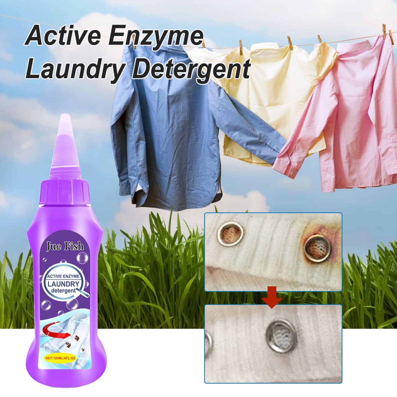 Active Enzyme Laundry Cleaner, Deep Cleansing Clothing Removes Stubborn Stains Gently And Does Not Irritate - Korvel