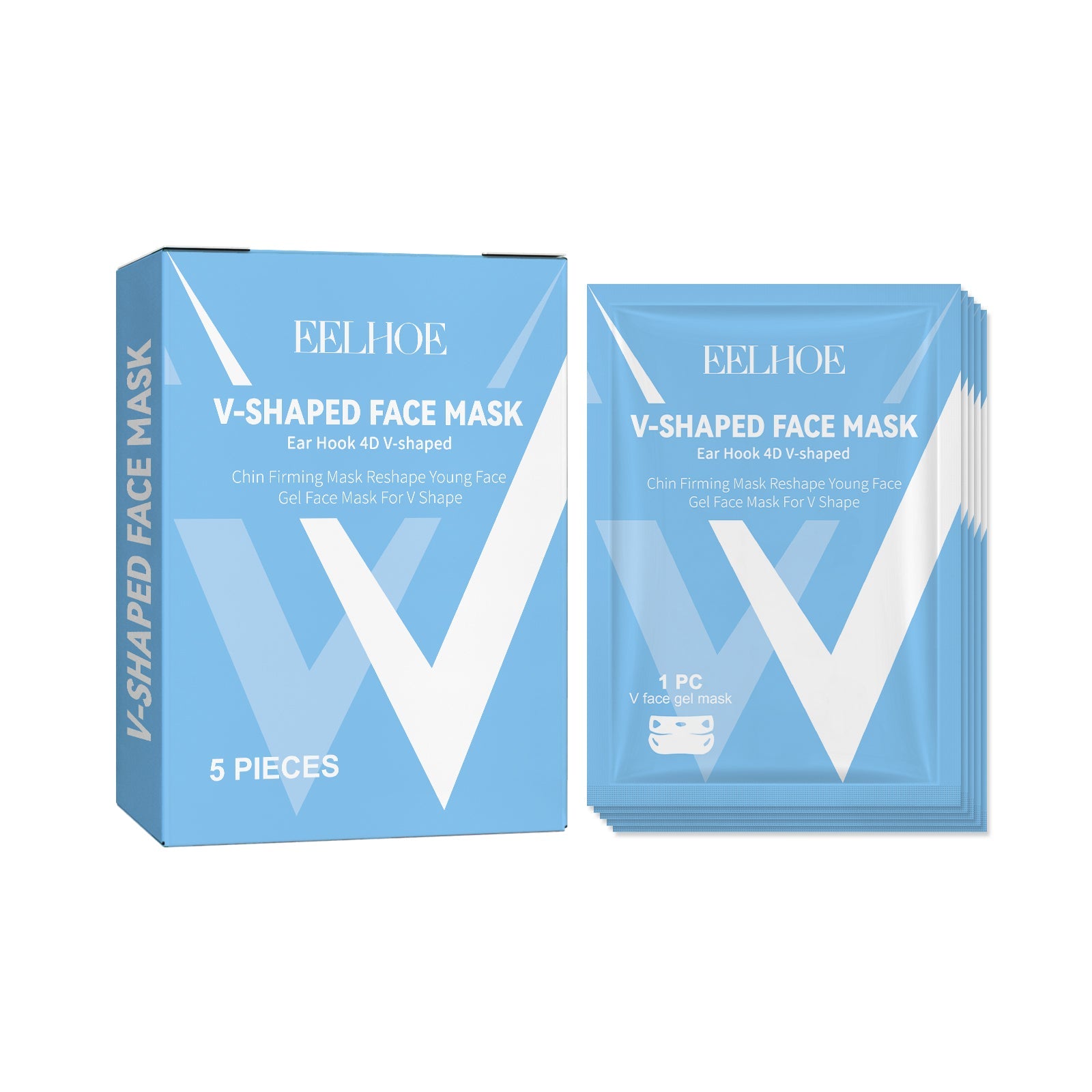 V-Shaped Face Mask, Face Double Chin Firming Small Face Shape Hanging Ear V-Face Lift Mask - Korvel