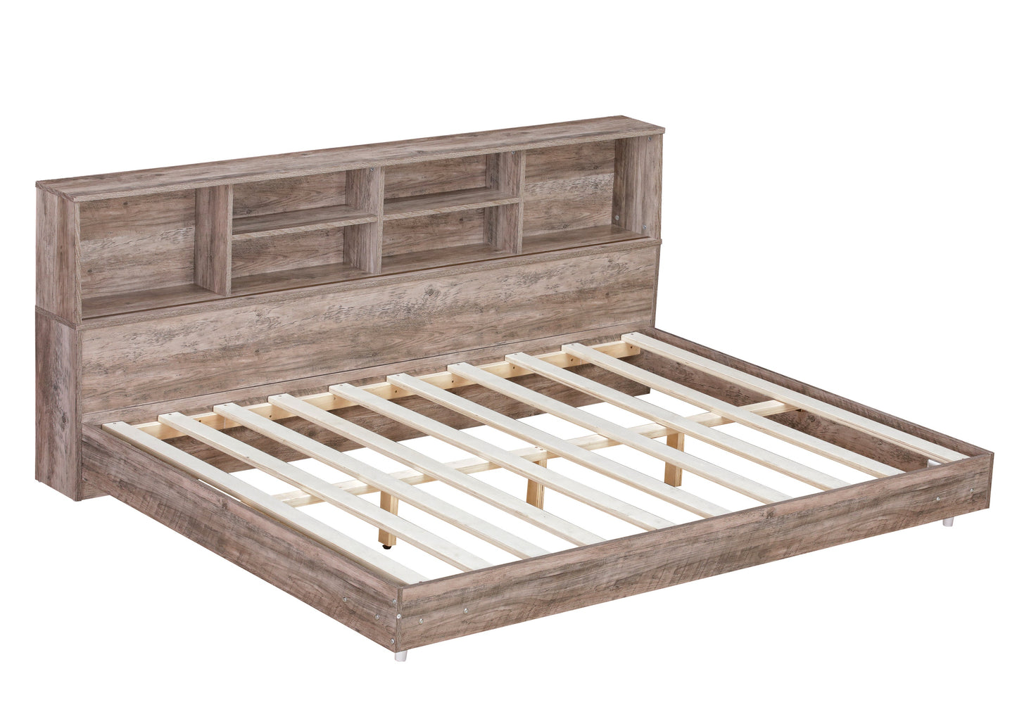 Full Size Daybed Frame with Storage Bookcases Wood Light Oak - Korvel
