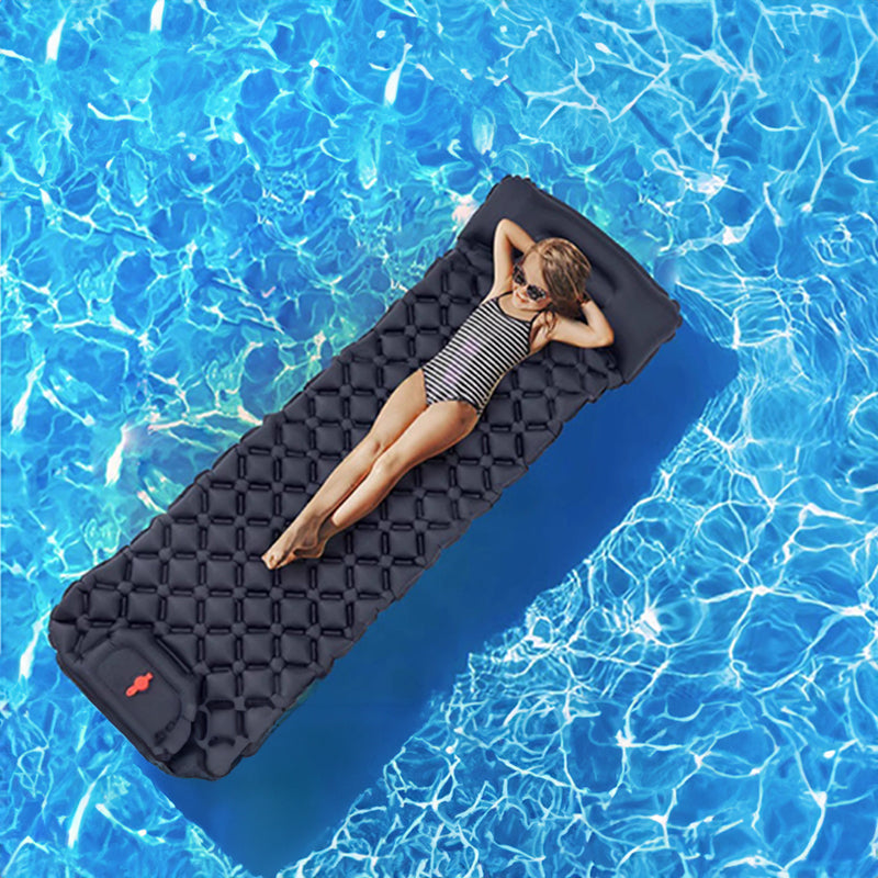 Outdoor double inflatable sleeping pad – with built-in pillow & pump, for camping, backpacking, hiking. - Korvel