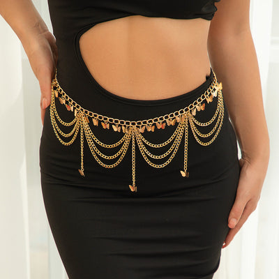 Fashionable retro star waist chain Waist chain metal street photography multi-layer pants chain - Korvel