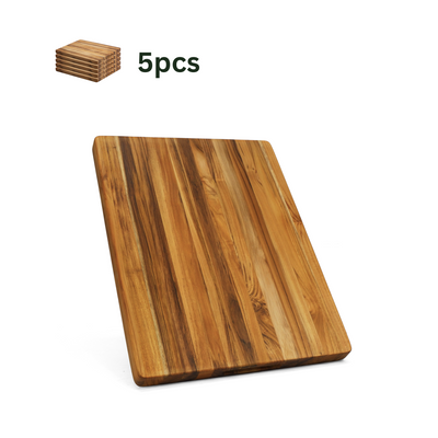 Teak Cutting Board Natural + Solid Wood + 5 Pieces 18 INCH, Pack of 5 Pieces - Korvel