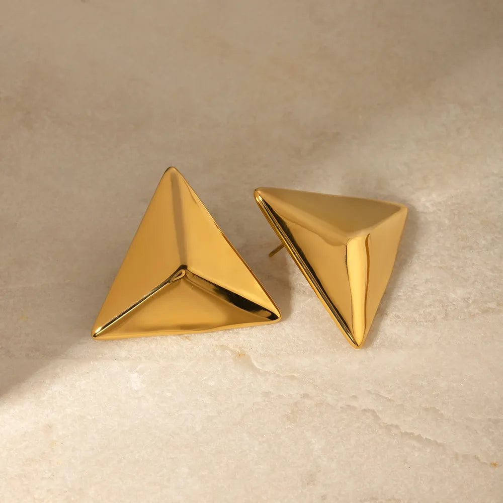 Pendientes Triangulares 3D de Acero Inoxidable Premium