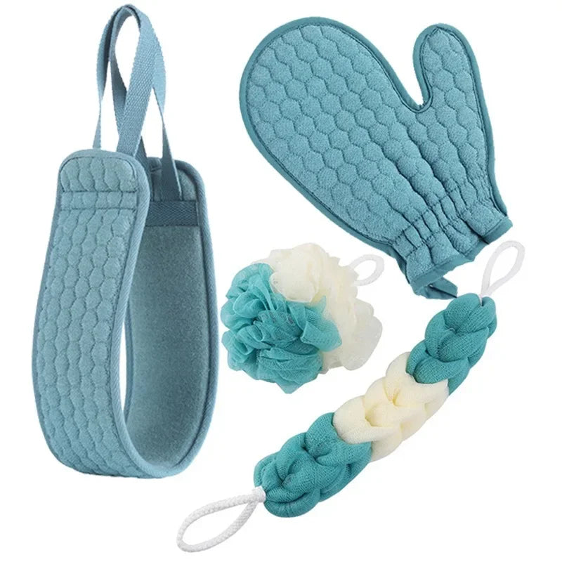 4PCS Northern Women Bath Towel with Exfoliating Bath Accessory for a Spa-like Shower Experience - Korvel
