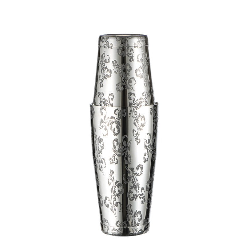 304 stainless steel etched pattern bright light Boston bartender bar two section bartender - Korvel