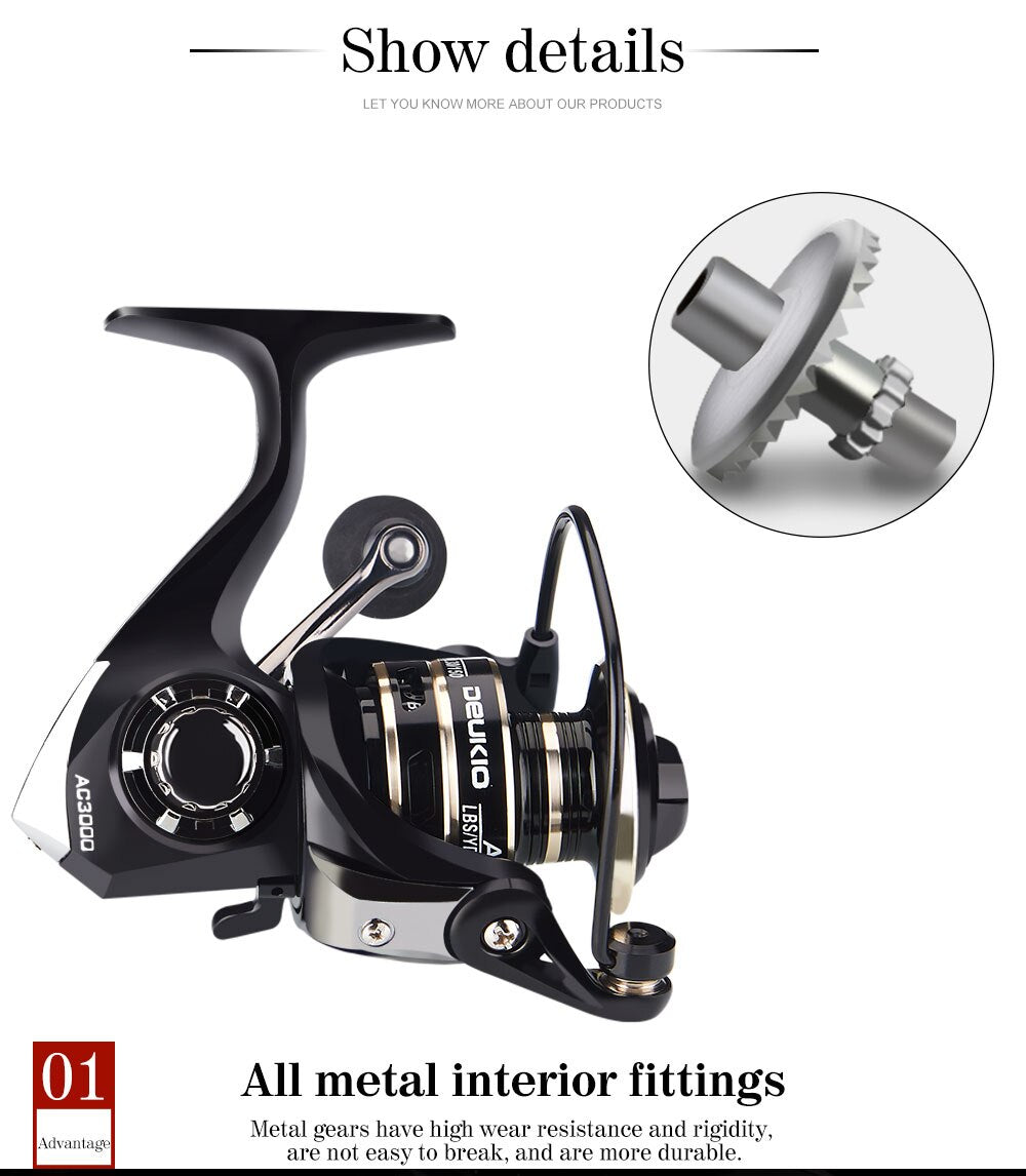 New 13+1BB Fishing Spinning Reel 2000-6000 No Gap Metal Spool Gear Ratio 5.2:1  Reel Carp Fishing Gear Pesca - Korvel