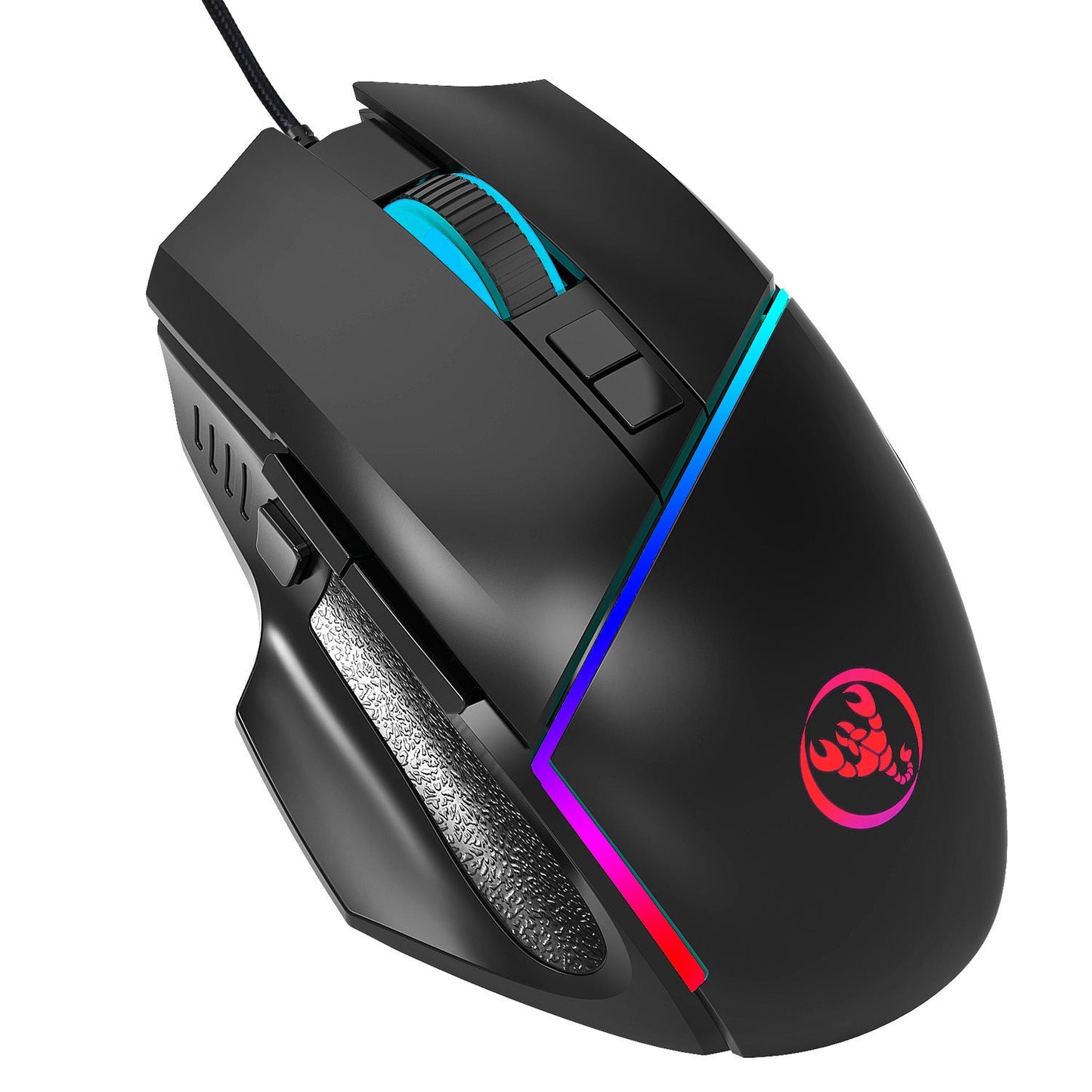 A876 wired mouse with colorful synchronized lighting, 6400dpi adjustable lighting, can turn off gaming mouse - Korvel