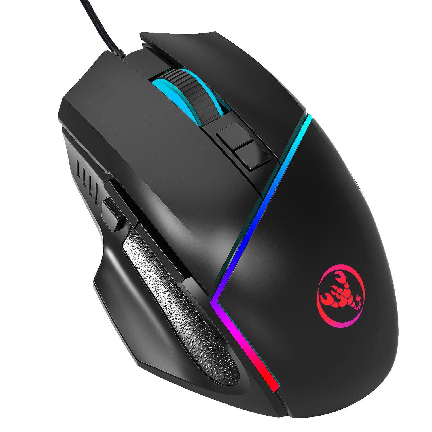 A876 wired mouse with colorful synchronized lighting, 6400dpi adjustable lighting, can turn off gaming mouse - Korvel
