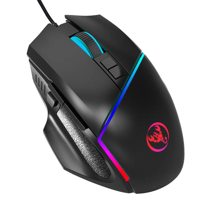 A876 wired mouse with colorful synchronized lighting, 6400dpi adjustable lighting, can turn off gaming mouse - Korvel