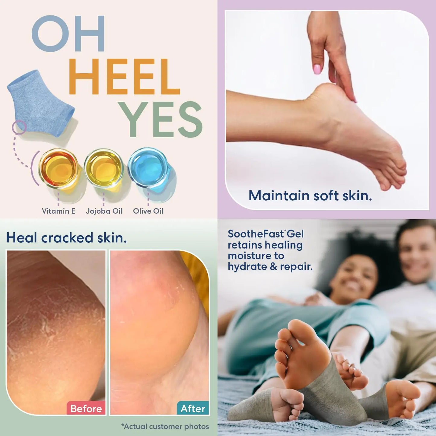 Chaussettes hydratantes pour les talons - 2 paires pour le soin des pieds