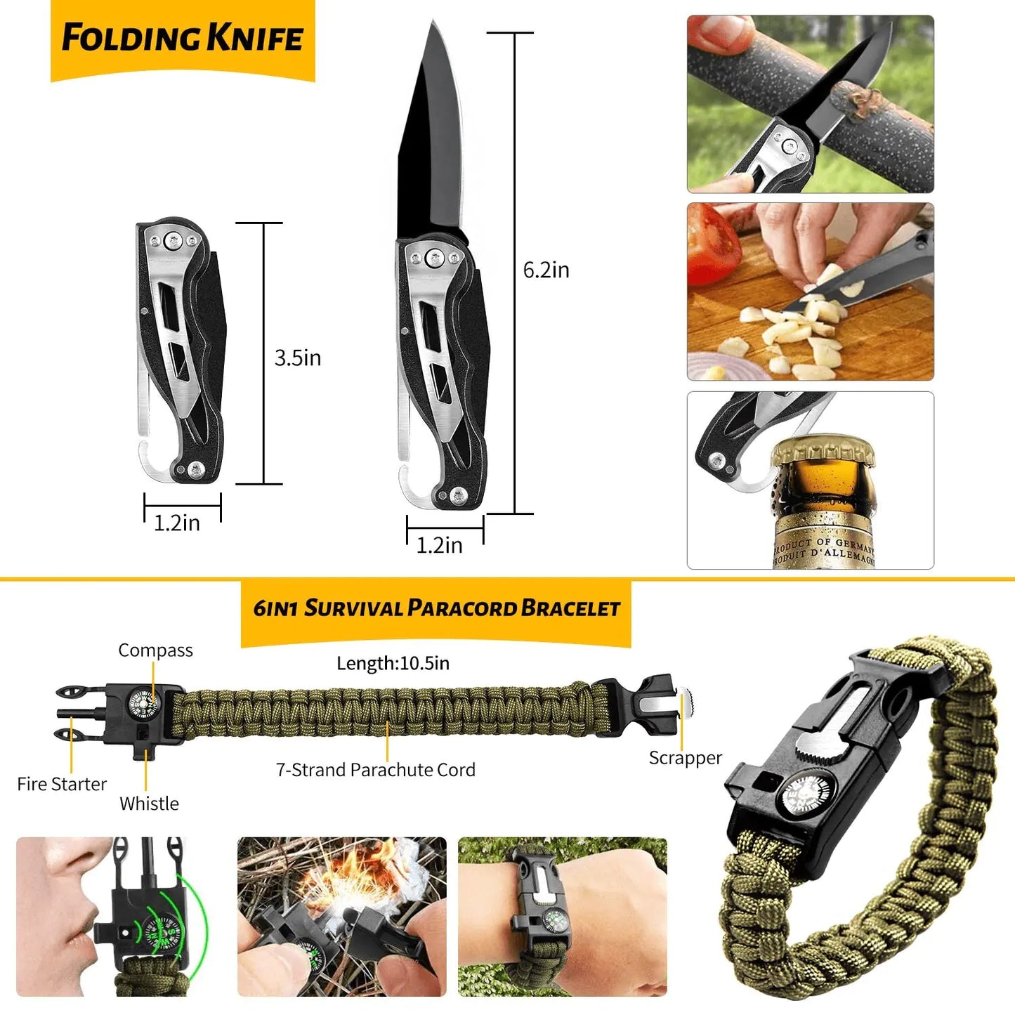 Kit de Supervivencia de Emergencia 60 en 1 para Aventuras al Aire Libre