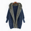 Abrigo Cardigan Suelto con Capucha de Terciopelo Doble Cara