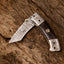 Artisan Crafted Damascus Steel Tanto Folding Knife | 3-Inch Blade, Wenge Wood Handle, Leather Sheath | Ideal Groomsman Gift - Korvel