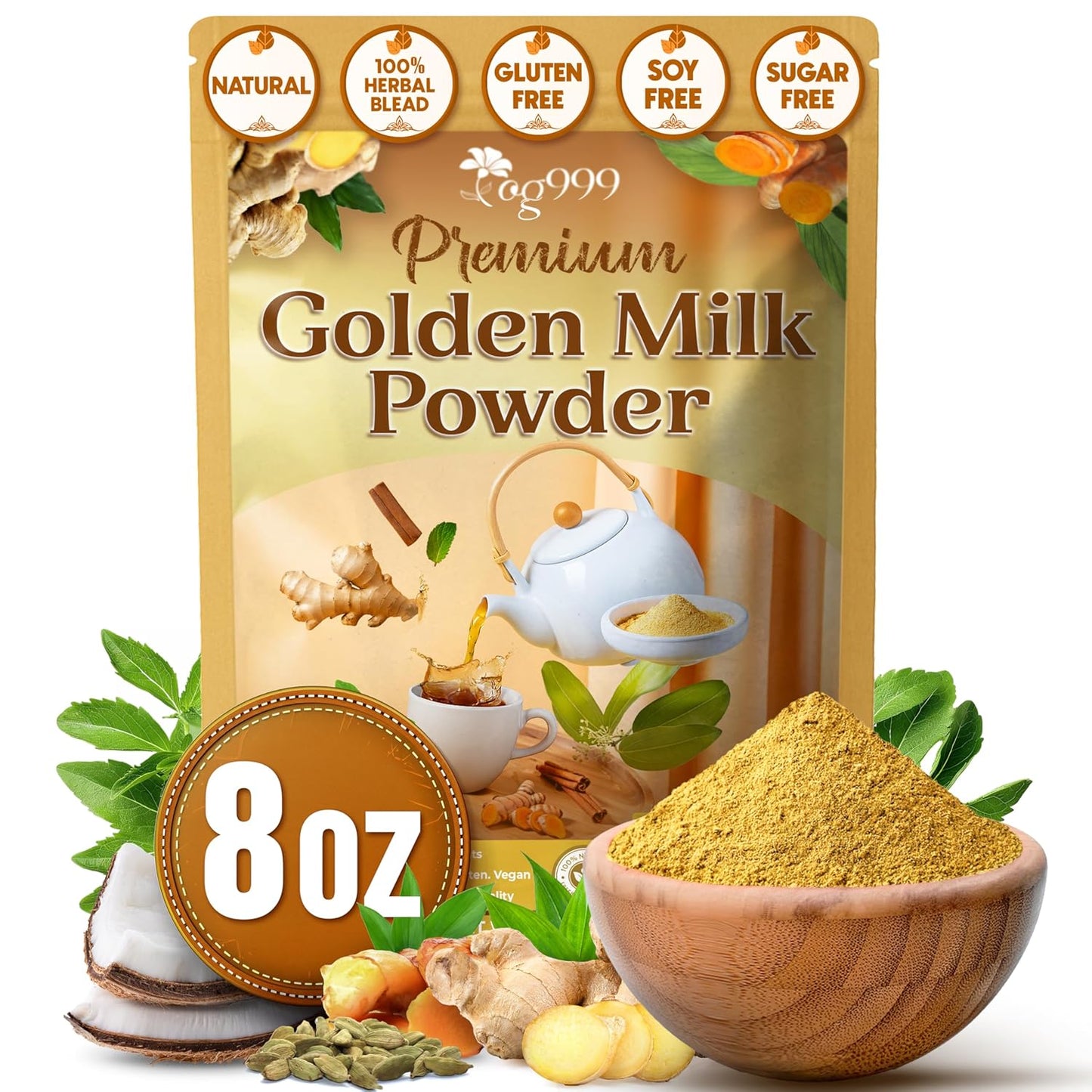 Premium Golden Milk Powder - Natural Spice Blend for Lattes & Smoothies