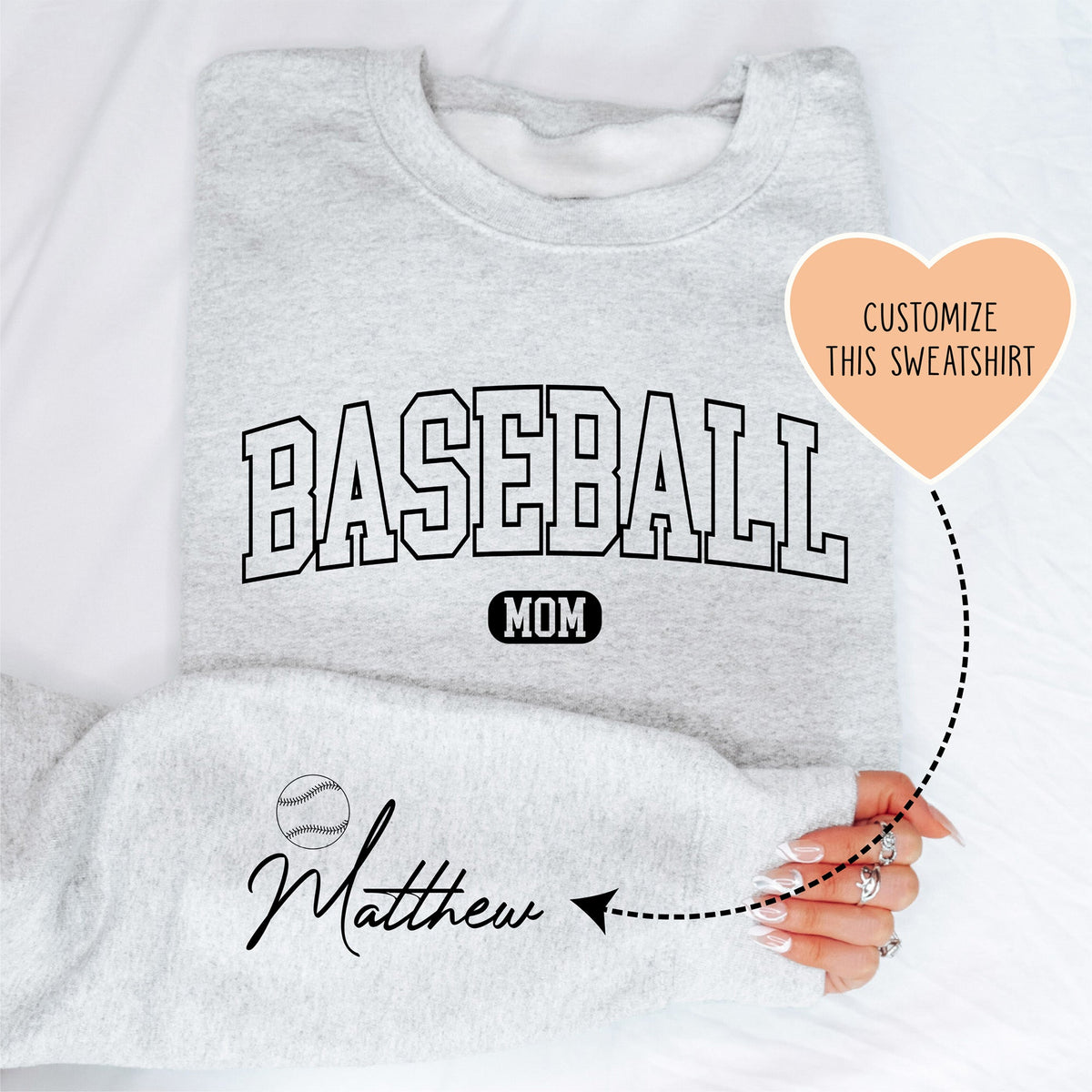 Sweatshirt personnalisable pour maman de baseball