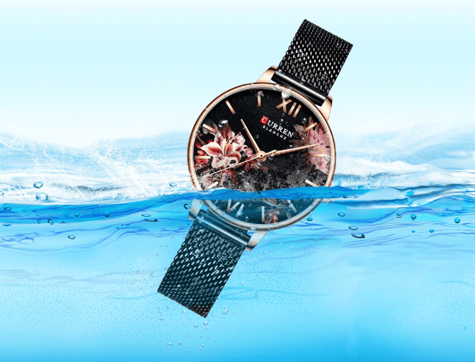 Montre Élégante pour Femme avec Motifs de Découpage Floral
