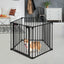 115 Inch 5 Panel Adjustable Fireplace Fence - Black