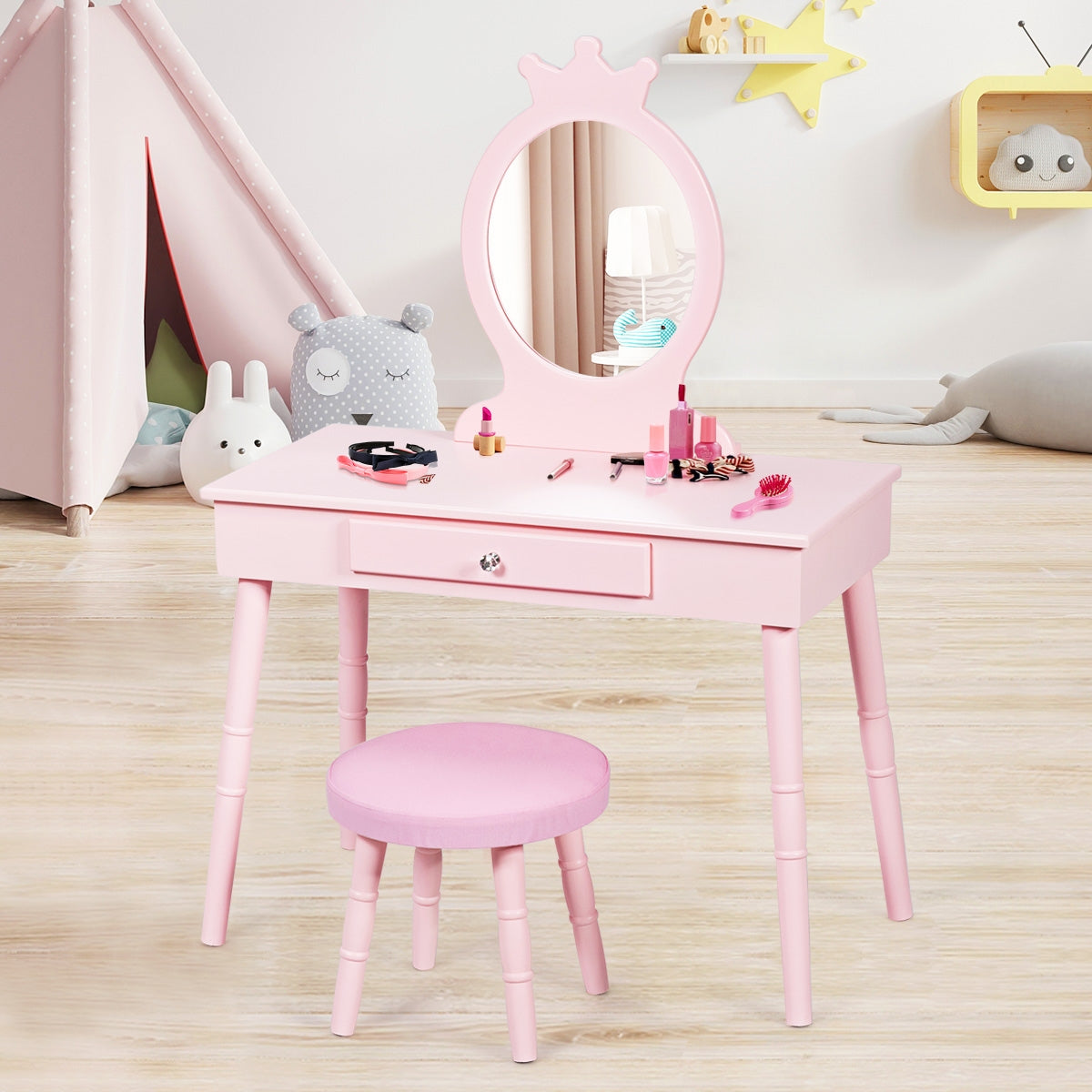 Gbruno Kids Vanity Makeup Table and Chair Set