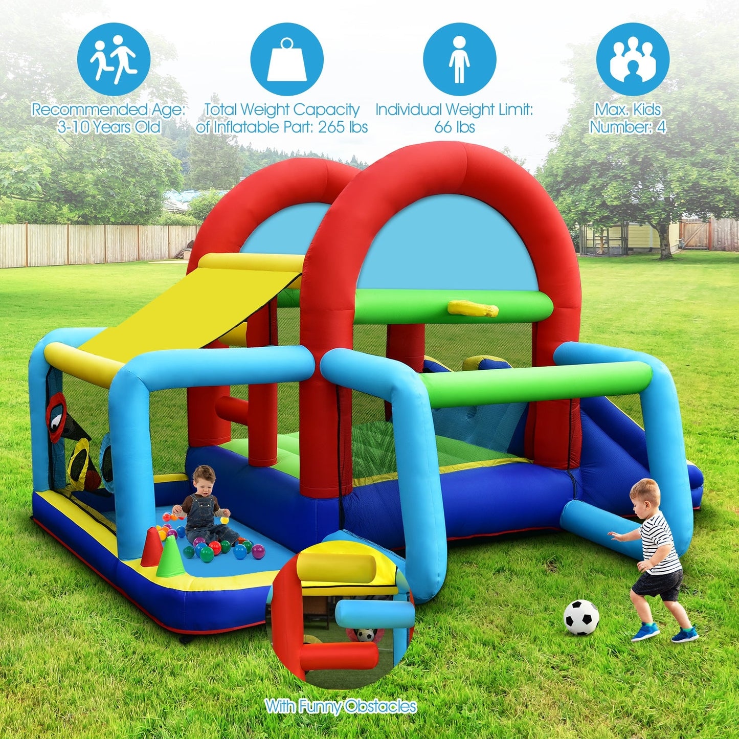 Inflatable Jumping Castle with Dual Slides & Blower
