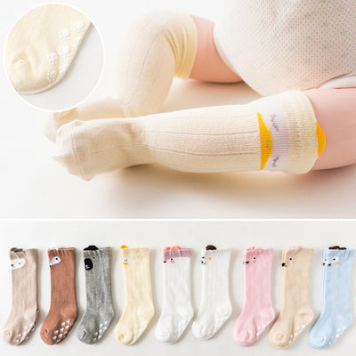 Premium White Knee High Baby Socks - Non-Slip Cotton Design