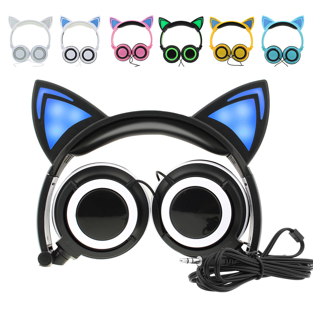 Esonstyle Kids Over-Ear Headphones with LED Cat Ears