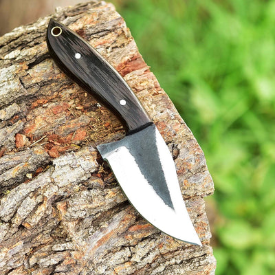 Premium Custom 1095 Forged Steel Skinning Knife with Wenge Wood Handle - 7" | Includes Leather Sheath - Korvel
