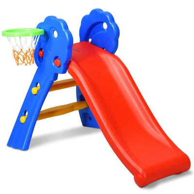 Toboggan pliant en plastique pour enfants à 2 étapes avec panier de basket