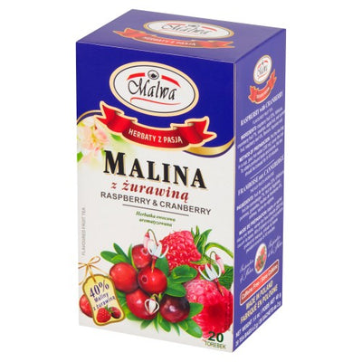 MALWA Herbal Raspberry & Cranberry Fruit Tea - 20 Bags