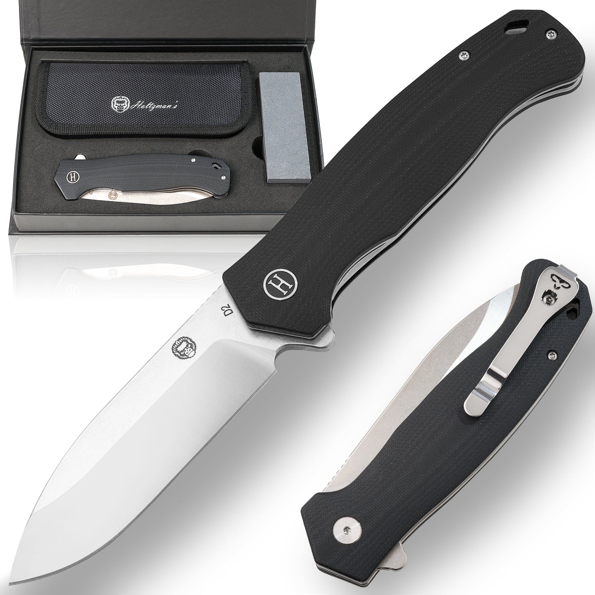 The Wild Trail Folding Pocket Knife Giftset for Men and Women (Silver and Black) - Korvel