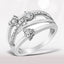 Anillo de Bypass Cruzado en Forma de Corazón de Diamante de Plata Esterlina .925 - Talla 7