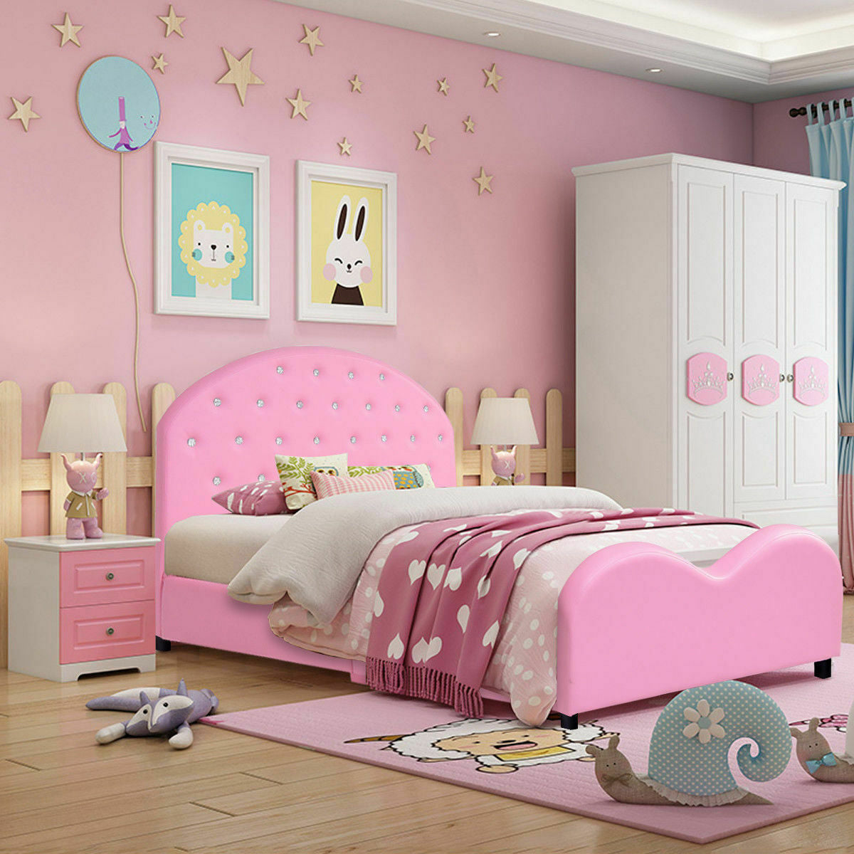 Cama para Niños Pequeños Tapizada de Tamaño Twin