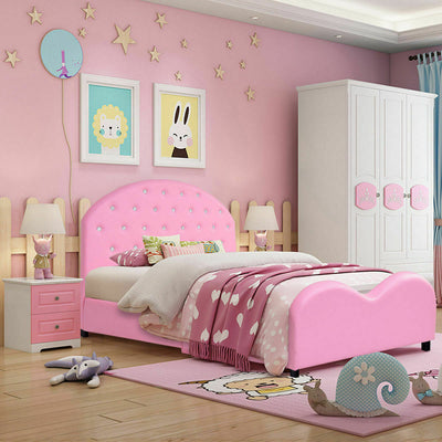 Cama para Niños Pequeños Tapizada de Tamaño Twin