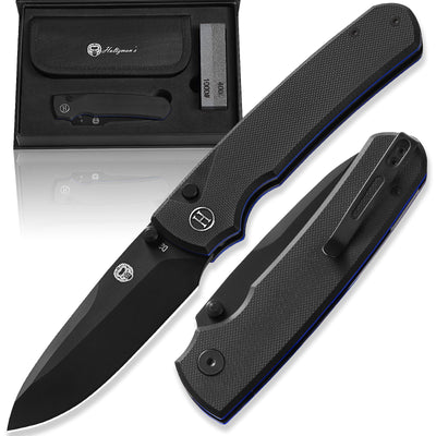 The Ultimate Folding Pocket Knife Gift Set for Outdoor Enthusiasts (Black & Blue) - Korvel