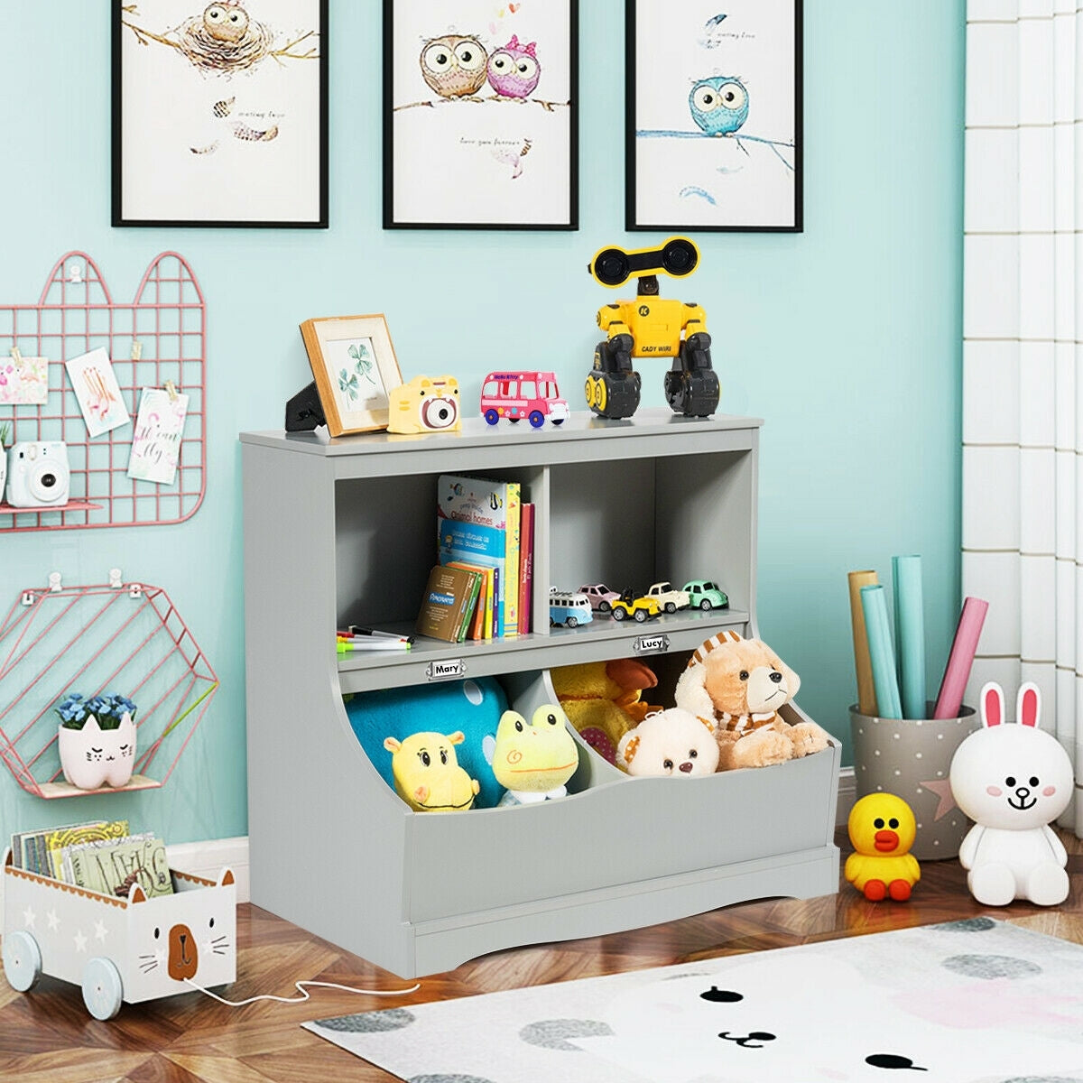 Kids Multi-Functional Floor Cabinet - Gray