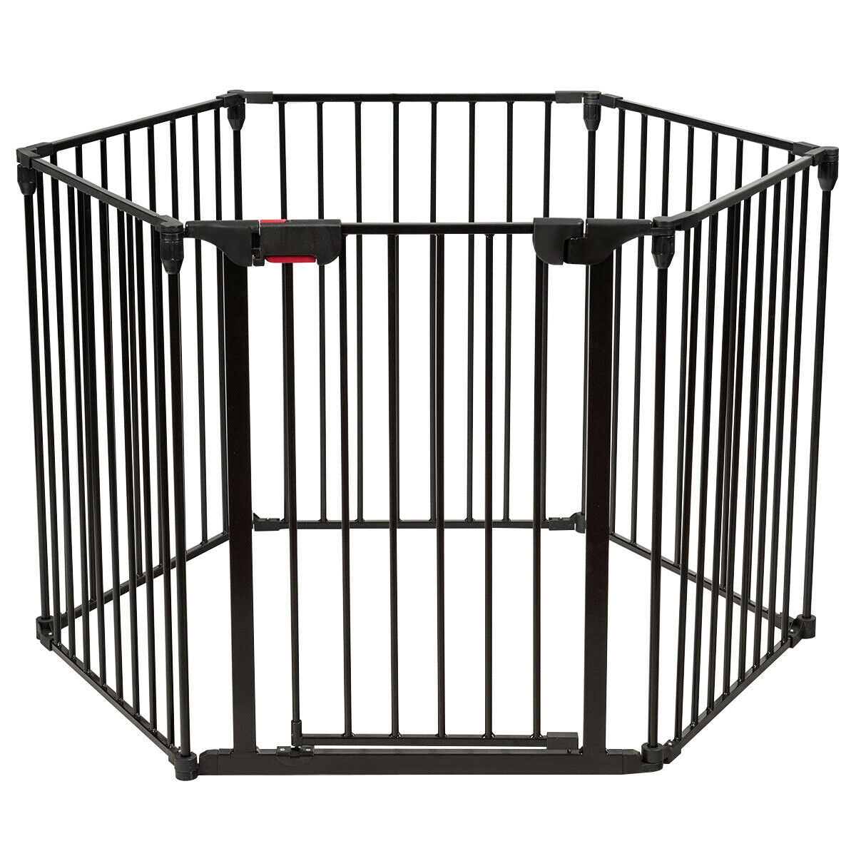 Valla de Seguridad Ajustable de Metal para Bebés de 6 Paneles - Negra