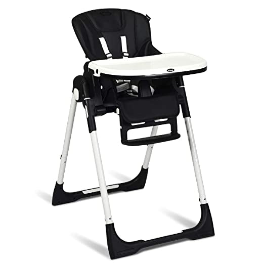 Silla Alta Plegable con Respaldo Ajustable - Negro