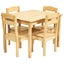 Juego de Mesa y Sillas de Madera de Pino para Niños de 5 Piezas