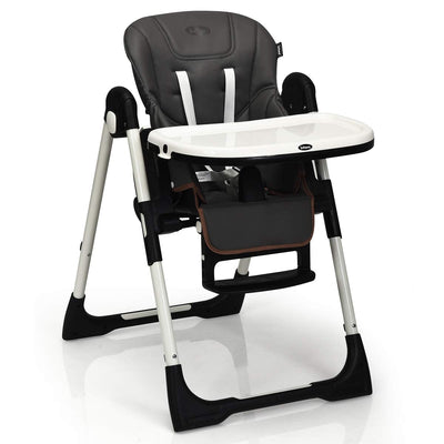 Silla Alta Plegable con Respaldo Ajustable - Gris Oscuro