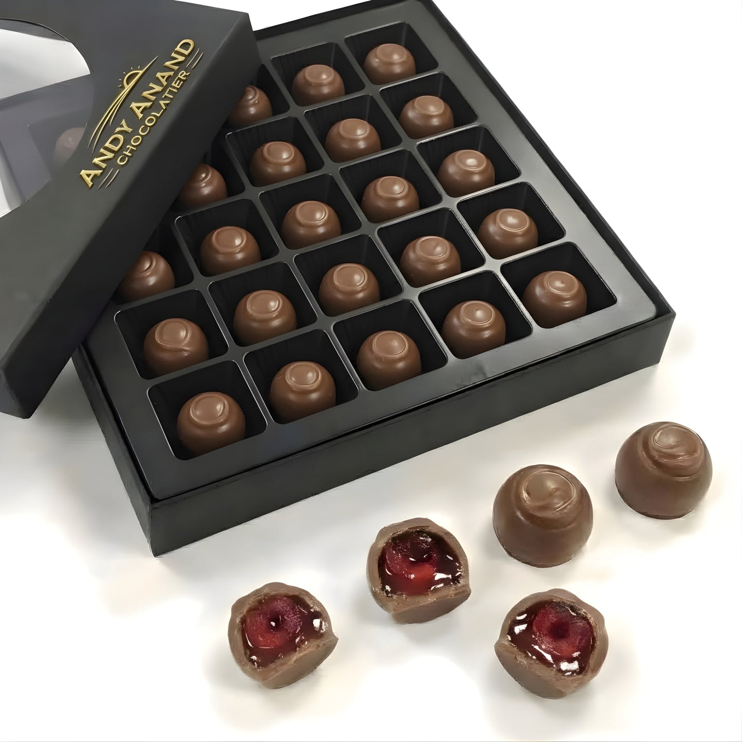 Andy Anand Chocolate de Cereza Cordial Vegano Sin Azúcar – 48 Piezas