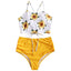 Conjunto de Bikini Floral de Cintura Alta para Mujeres